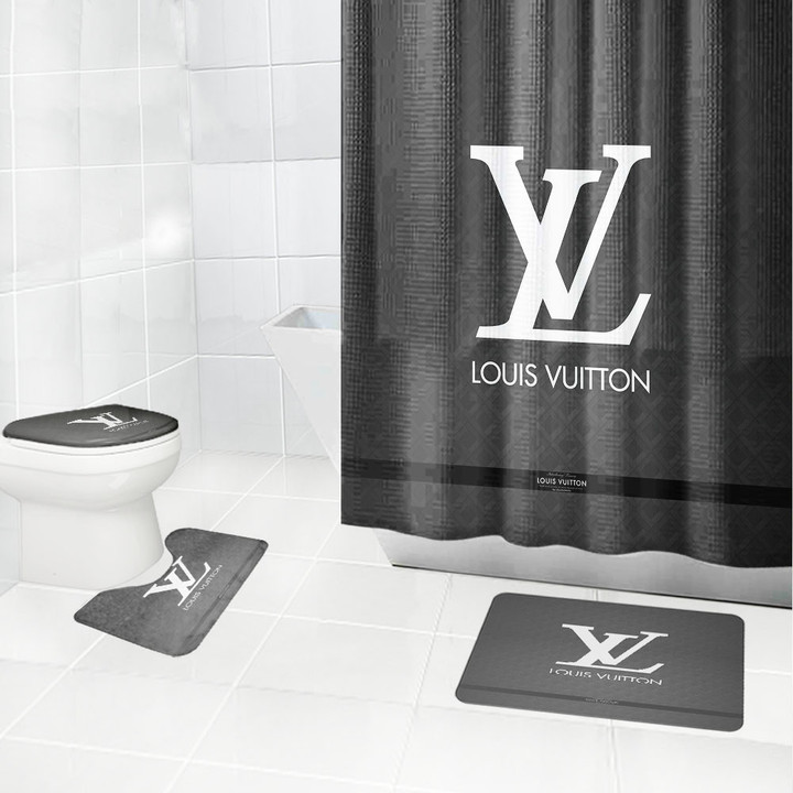 Lv Luxury Type 64 Shower Curtain Waterproof Luxury Bathroom Mat Set Luxury Brand Shower Curtain Luxury Window Curtains