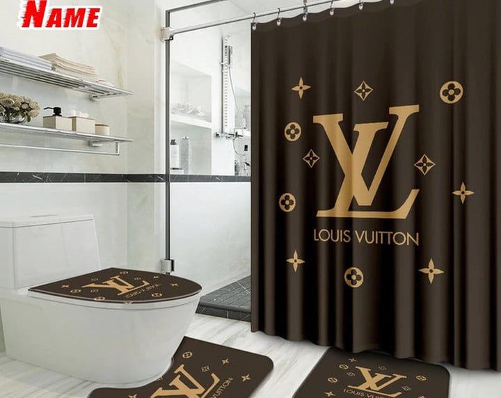 Lv Luxury Type 20 Shower Curtain Waterproof Luxury Bathroom Mat Set Luxury Brand Shower Curtain Luxury Window Curtains