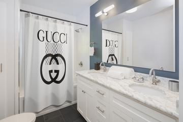 Gucci Gc Type 2 Shower Curtain Waterproof Luxury Bathroom Mat Set Luxury Brand Shower Curtain Luxury Window Curtains