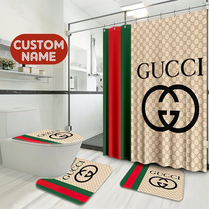 Gucci Gc Type 4 Shower Curtain Waterproof Luxury Bathroom Mat Set Luxury Brand Shower Curtain Luxury Window Curtains