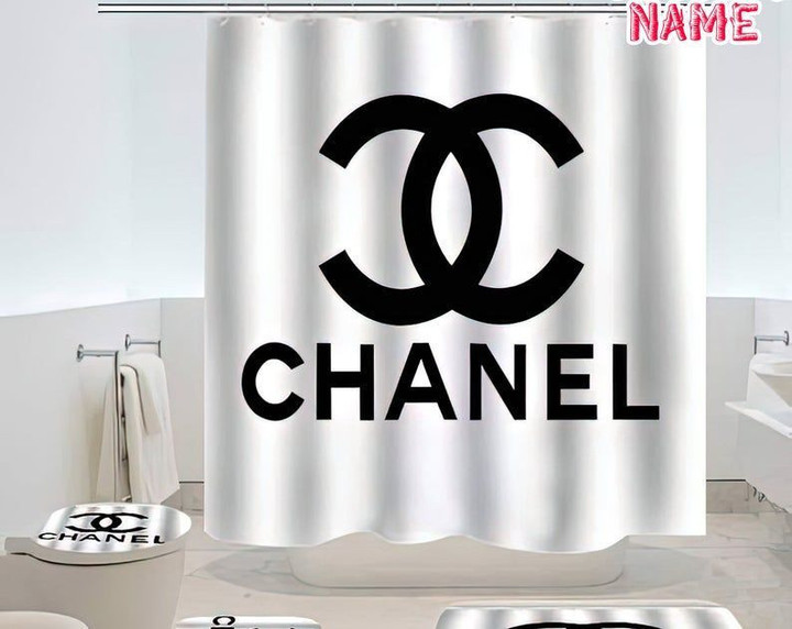 Chanel Type 39 Shower Curtain Waterproof Luxury Bathroom Mat Set Luxury Brand Shower Curtain Luxury Window Curtains