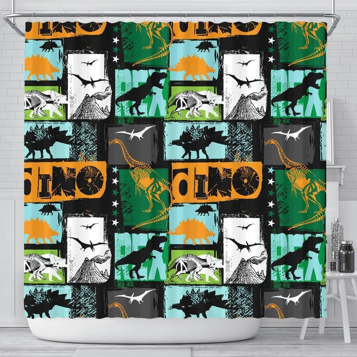 Dinosaurs Print Pattern Shower Curtain Fulfilled In Us Cute Gift Home Decor Fashion Design