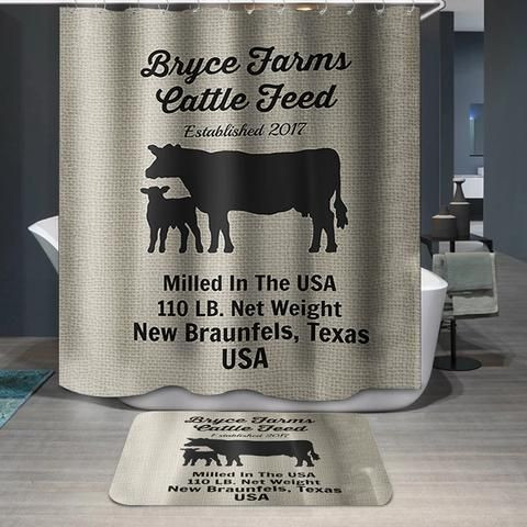 Bryce Farms Texas Cattle Feed 3D Printed Shower Curtain Gift Home Decor