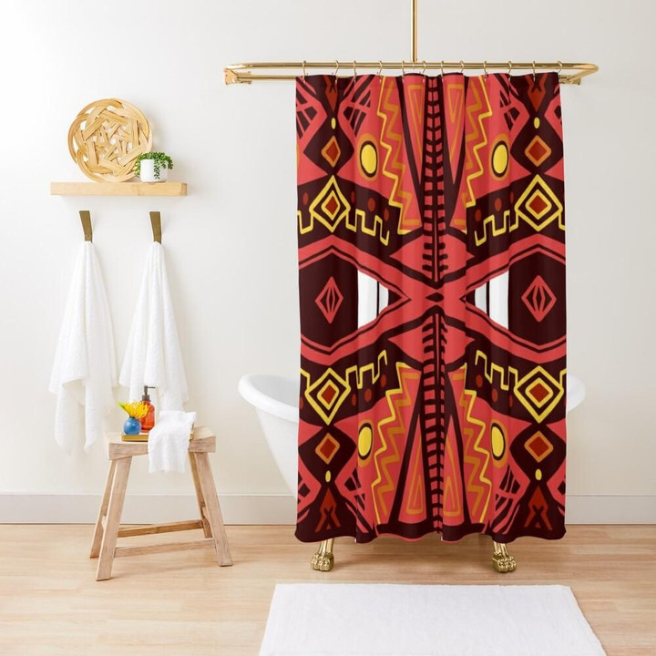 Trendy Afrocentric Art Shower Curtain African Themed Bathroom Decor Accessories