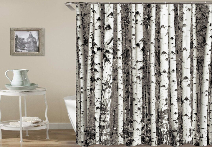 Woods Grey Polyester Cloth 3D Printed Shower Curtain  Home Decor Gift Ideas
