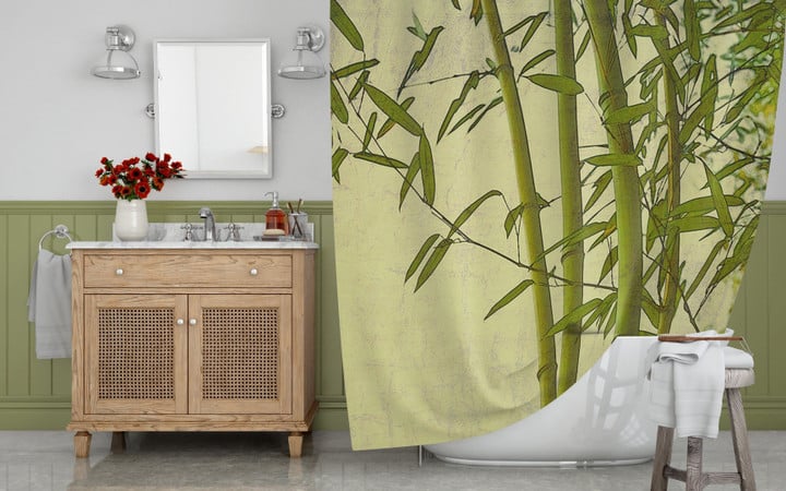 Bamboo Art  3D Printed Shower Curtain Home Decor Gift