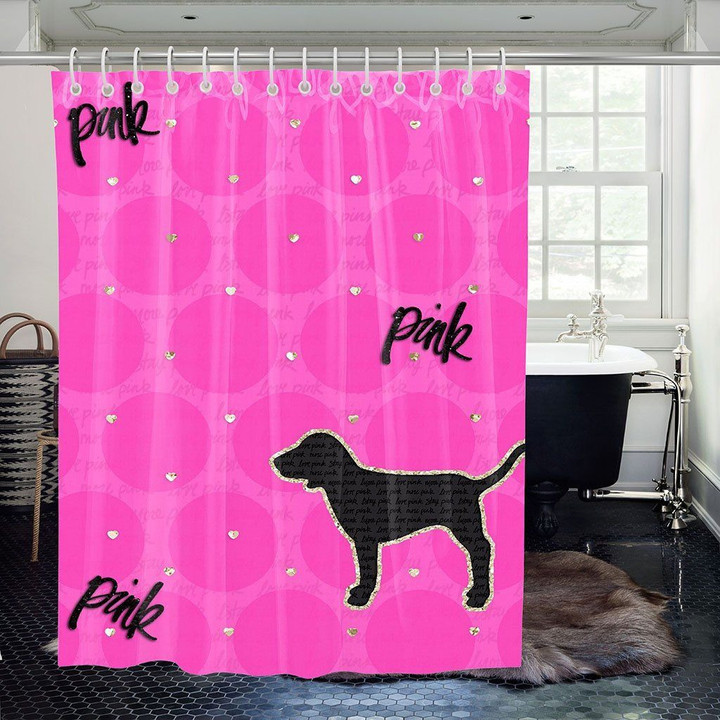 Between Dogs And Love Pink Shower Curtains Vibrant Color High Quality Unique For Good Vibes Home Decor