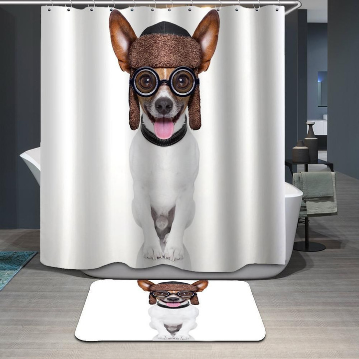 Cute Dog White Polyester Cloth 3D Printed Shower Curtain  Home Decor Gift Idea
