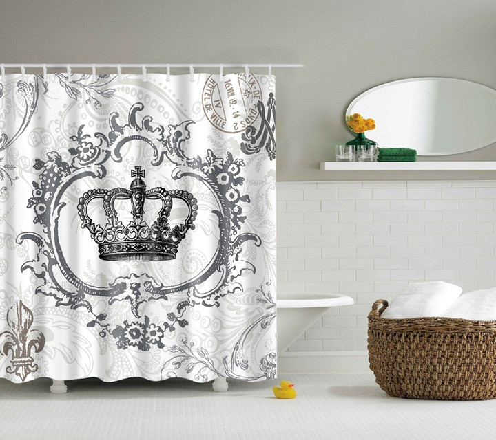 Elegance Queen Crown Pattern Art Design 3D Printed Shower Curtain