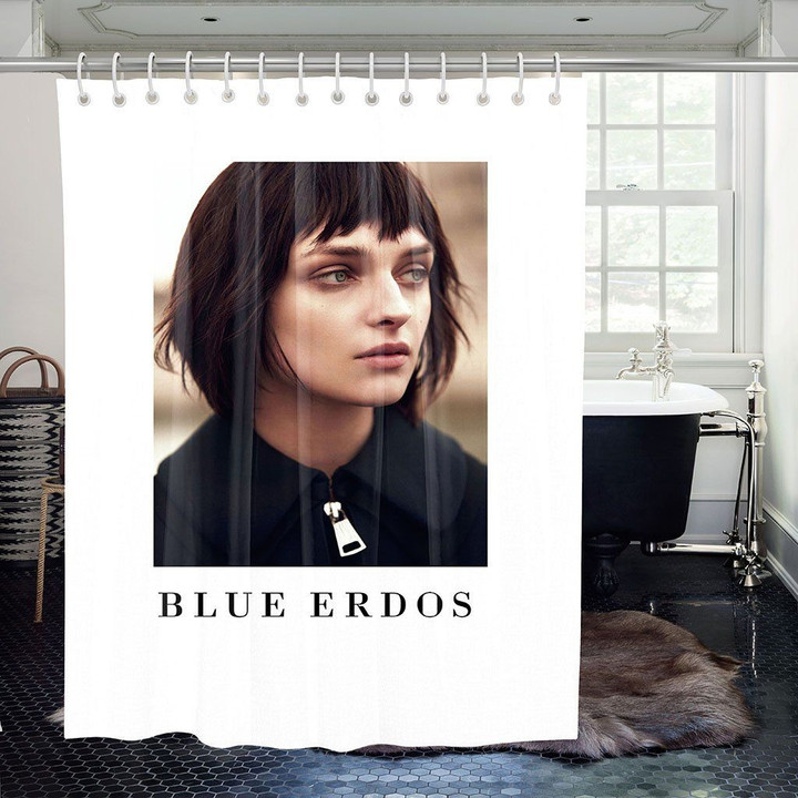 Blue Erdos Fashion Model Photoshoot 3D Printed Shower Curtain Bathroom Decor