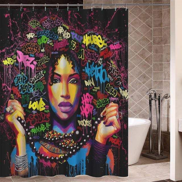 Afrocentric Shower Curtains Pretty Black Woman Bathroom Accessories Gift For Women