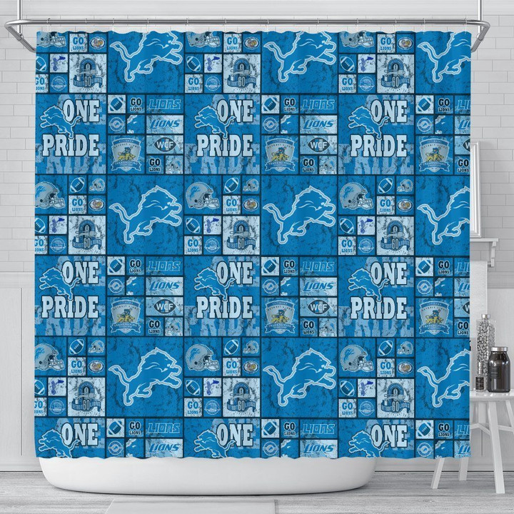 Detroit Lions Shower Curtains Bold Design Water Resistant