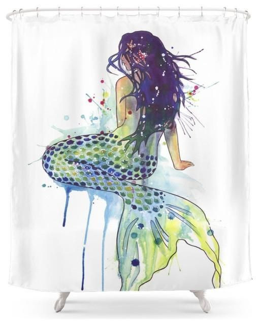Mermaid Graphic Design 3D Printed Shower Curtain For Home Decor