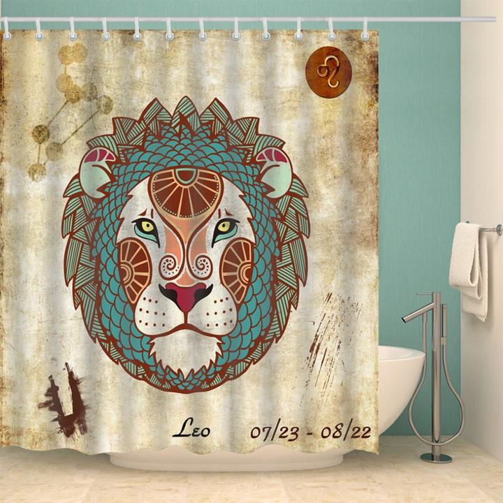 3D Printed Shower Curtain Leo Zodiac Art Print Home Decor Gift Ideas