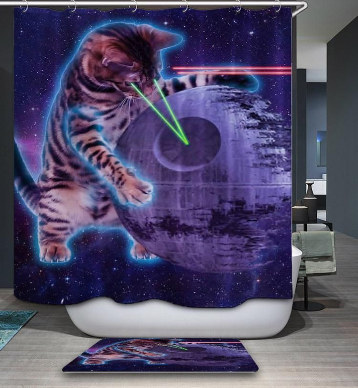 Space Cats With Lasers 3D Printed Shower Curtain  Giving Cat Lovers