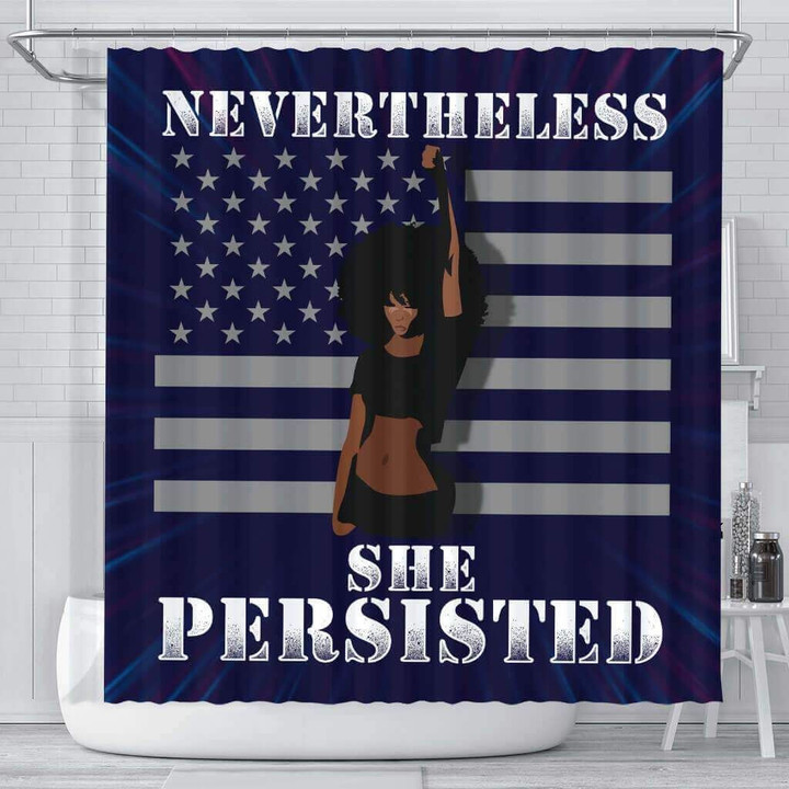 Fancy Nevertheless She Persisted Afro Girl Rise 3D Printed Shower Curtain Bathroom Decor