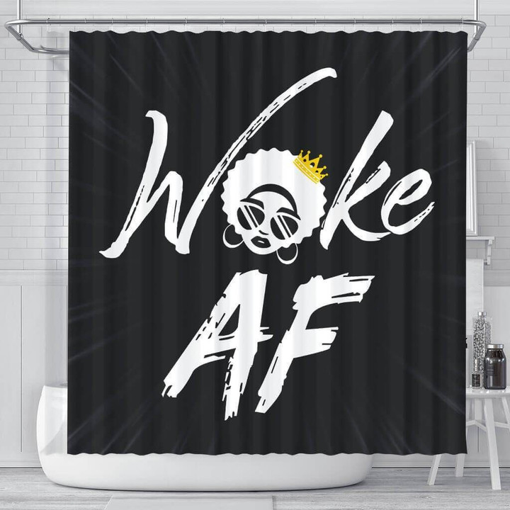Inspired Woke Af Natural Girl 3D Printed Shower Curtain Bathroom Decor