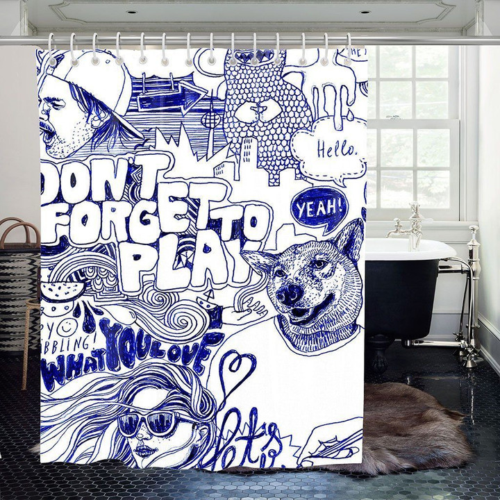 Don'T Forger To Play Streetwear White  Shower Curtain  Custom Design  High Quality  Bathroom Decor Gift