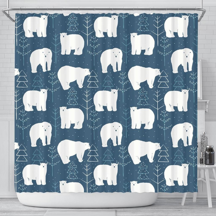 Polar Bear Pattern Shower Curtain Fulfilled In Us Special Gift Custom Design Home Decor