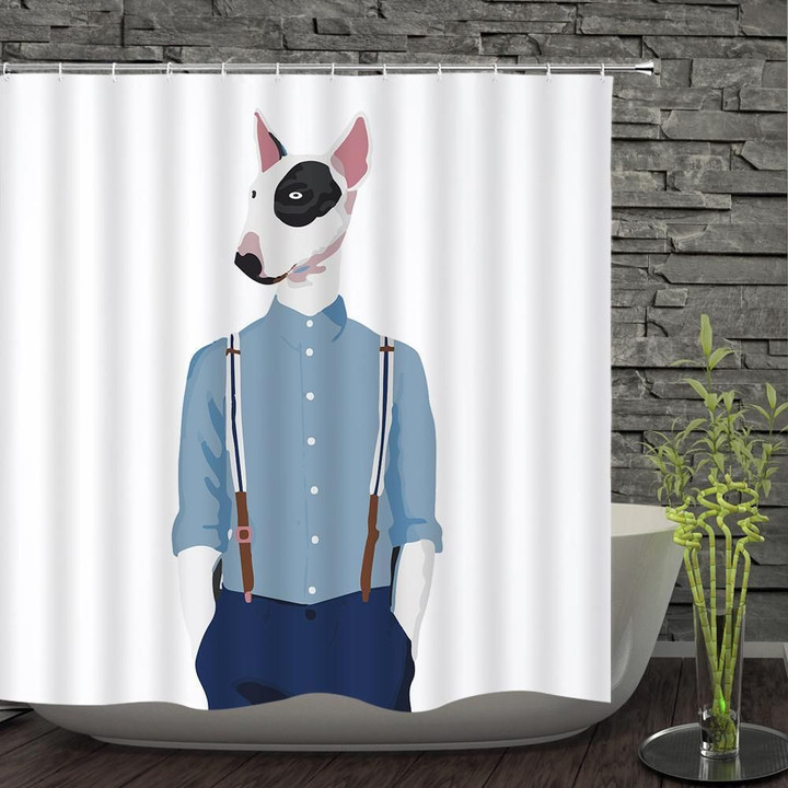 Dog Wear Suit Walking 3D Printed Shower Curtain Giving Dog Lovers