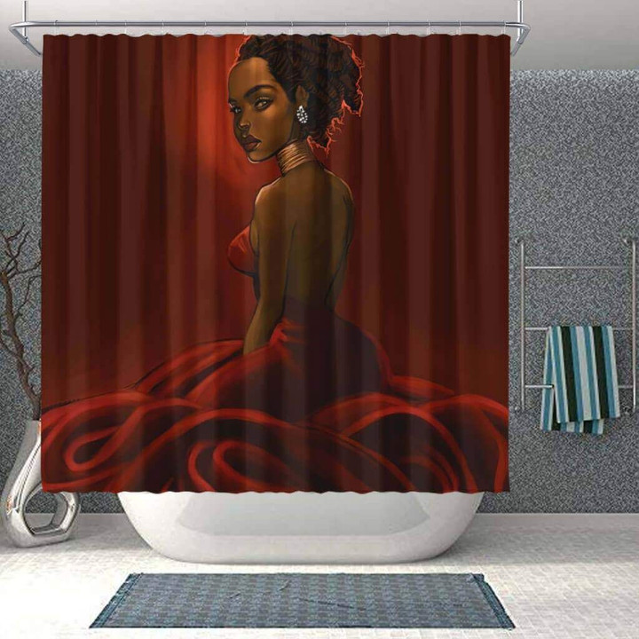 Pretty Afro American Shower Curtains Black Queen Bathroom Decor