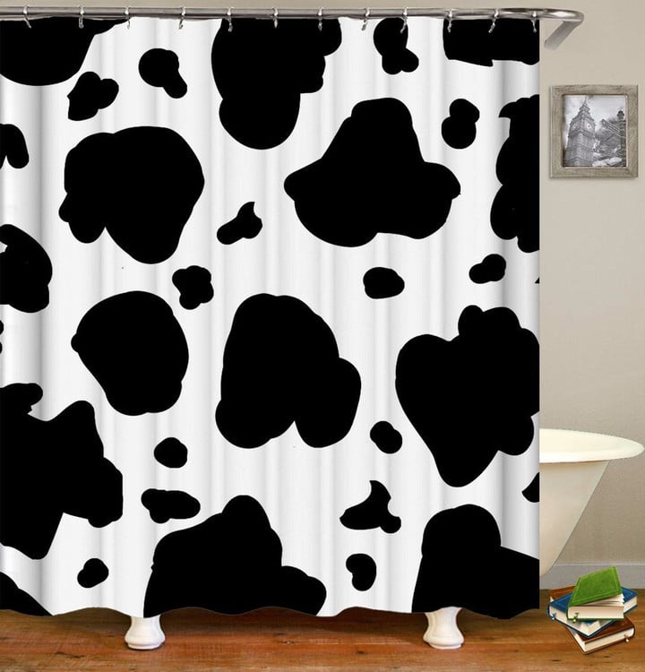 Patchwork Shabby Chic Black Polyester Cloth 3D Printed Shower Curtain