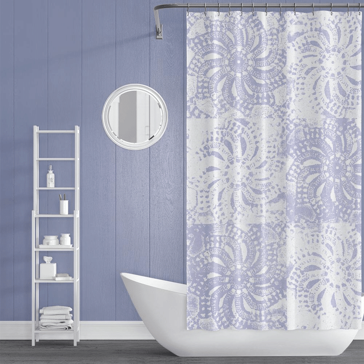 Periwinkle And White Lace Mandala 3D Printed Shower Curtain