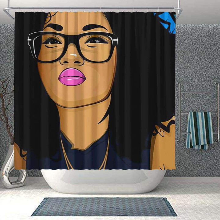 Beautiful Natural Hair   3D Printed Shower Curtain Bathroom Decor