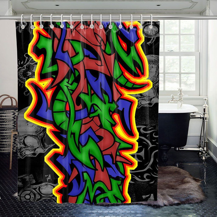 Graffiti Skateboard Volcom Shower Curtains Vibrant Color High Quality Unique For Good Vibes Home Decor