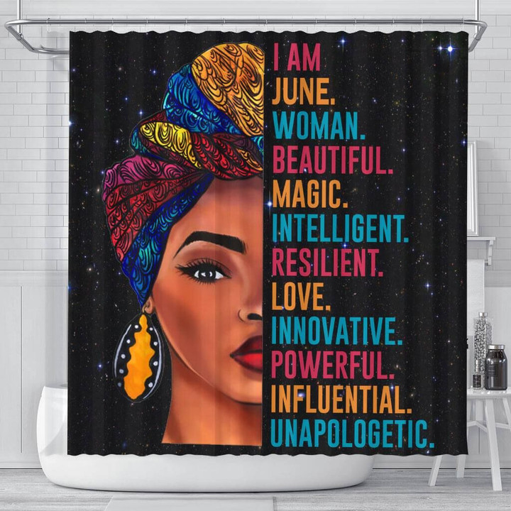 Trendy I Am June Woman Beautiful Magic African 3D Printed Shower Curtain Bathroom Decor