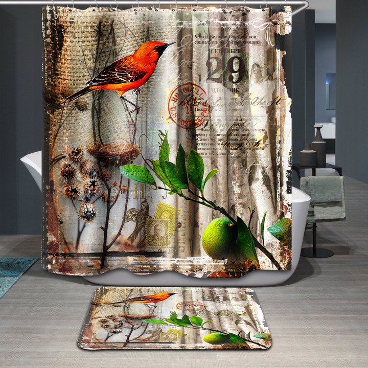 Hummingbird With Lemon Tree Polyester Cloth  3D Printed Shower Curtain  Home Decor Gift Ideas