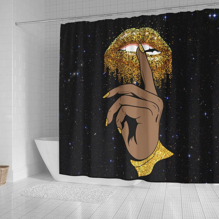 Fancy Black Girl Keep Silent   3D Printed Shower Curtain Bathroom Decor