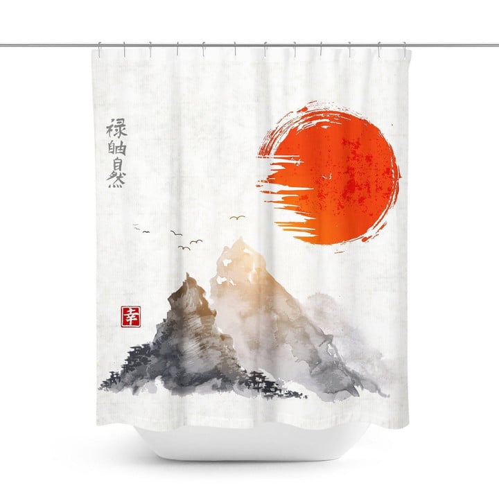White  Shower Curtain Special Custom Design Unique Gift  Home Decor Oriental Mountain Beauty