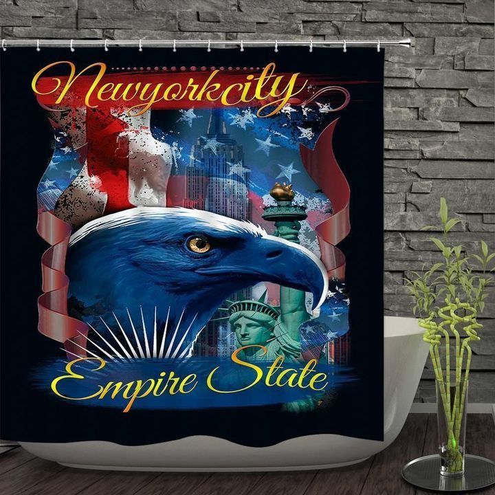 Eagle New York City Empire State Polyester Cloth 3D Printed Shower Curtain Home Decor Gift