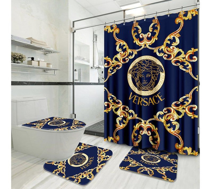 Versace Type 10 Shower Curtain Waterproof Luxury Bathroom Mat Set Luxury Brand Shower Curtain Luxury Window Curtains