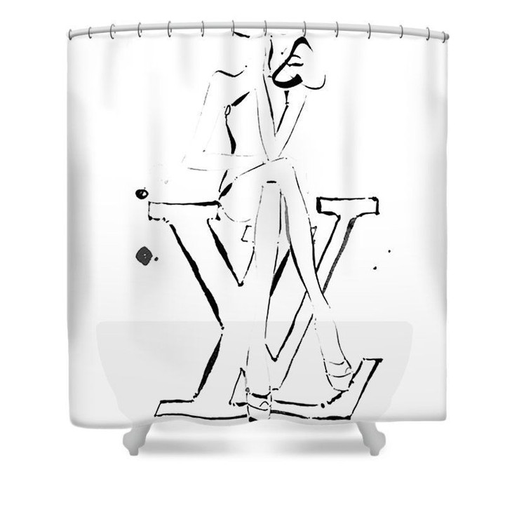 Lv Luxury Type 76 Shower Curtain Waterproof Luxury Bathroom Mat Set Luxury Brand Shower Curtain Luxury Window Curtains