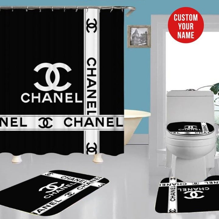 Chanel Type 25 Shower Curtain Waterproof Luxury Bathroom Mat Set Luxury Brand Shower Curtain Luxury Window Curtains