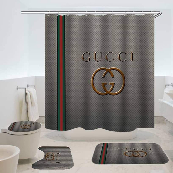 Gucci Luxury 1 Shower Curtain Waterproof Luxury Bathroom Mat Set Luxury Brand Shower Curtain Luxury Window Curtains