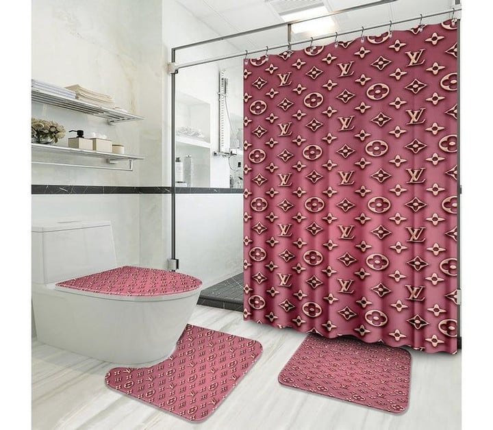 Lv Luxury Type 5 Shower Curtain Waterproof Luxury Bathroom Mat Set Luxury Brand Shower Curtain Luxury Window Curtains