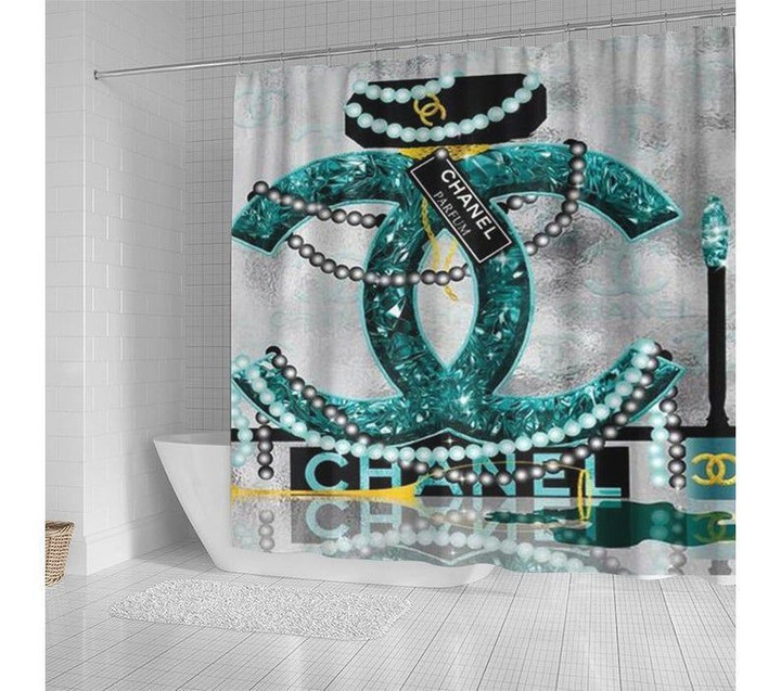 Chanel Type 12 Shower Curtain Waterproof Luxury Bathroom Mat Set Luxury Brand Shower Curtain Luxury Window Curtains