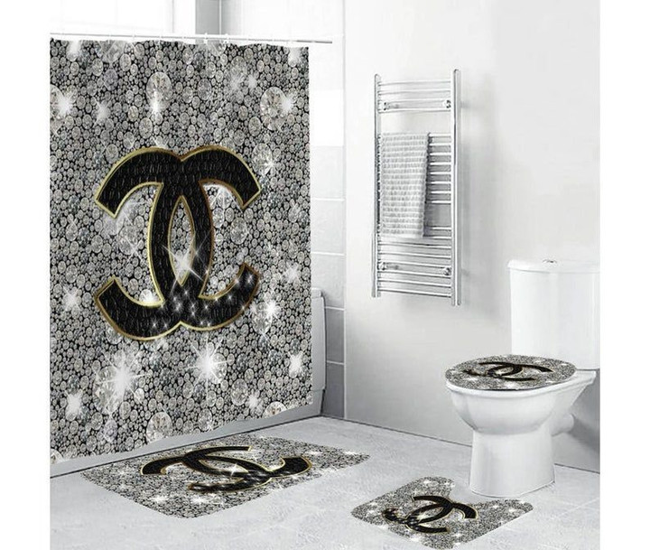Chanel Type 6 Shower Curtain Waterproof Luxury Bathroom Mat Set Luxury Brand Shower Curtain Luxury Window Curtains