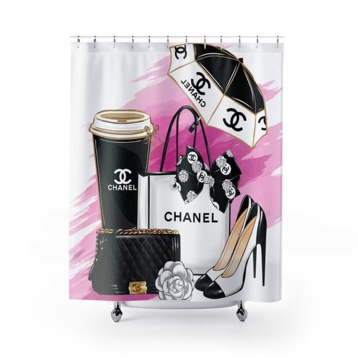 Coco Chanel Shower Curtain Set Luxury Bathroom Mat Set Luxury Brand Shower Curtain Luxury Window Curtains