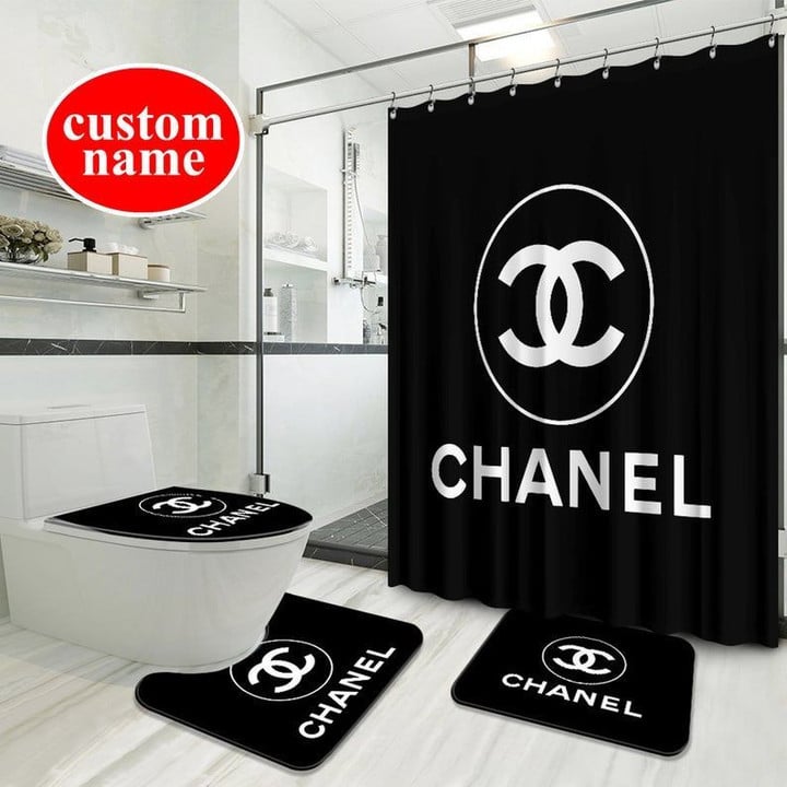 Chanel Type 20 Shower Curtain Waterproof Luxury Bathroom Mat Set Luxury Brand Shower Curtain Luxury Window Curtains