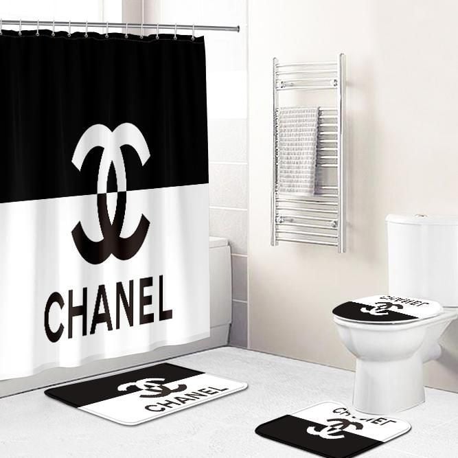 Chanel Shower Curtain Black And White Luxury Bathroom Mat Set Luxury Brand Shower Curtain Luxury Window Curtains
