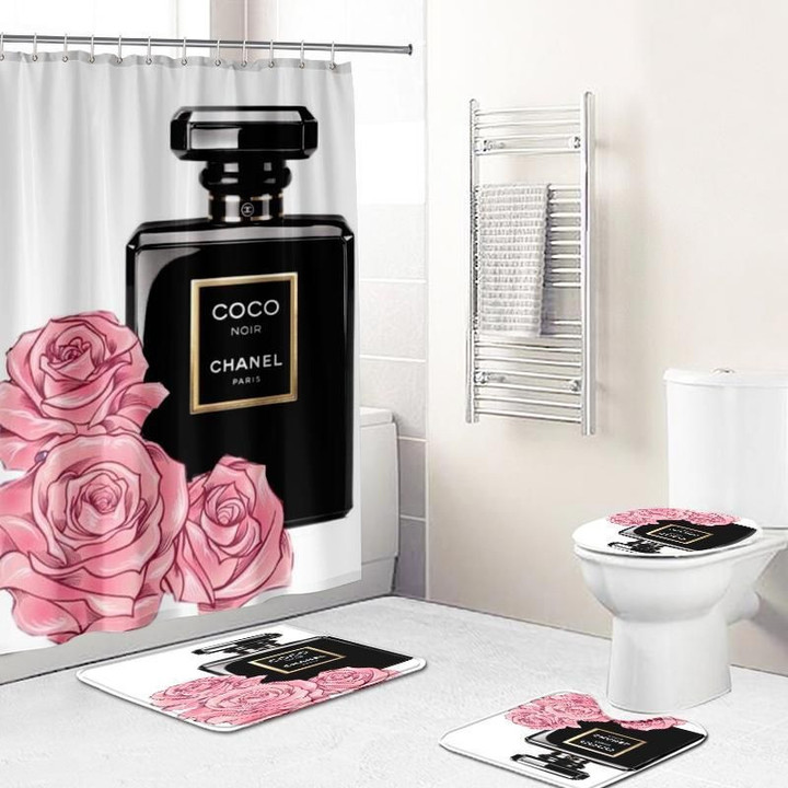 Chanel Shower Curtain Perfume Set Luxury Bathroom Mat Set Luxury Brand Shower Curtain Luxury Window Curtains