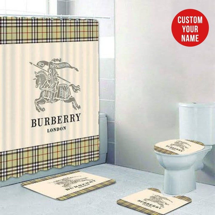 Burberry London Shower Curtain Waterproof Luxury Bathroom Mat Set Luxury Brand Shower Curtain Luxury Window Curtains