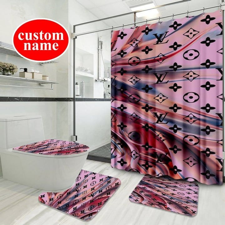 Lv Luxury Type 36 Shower Curtain Waterproof Luxury Bathroom Mat Set Luxury Brand Shower Curtain Luxury Window Curtains