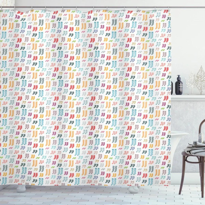 Long And Short Socks Design Printed Shower Curtain Home Decor