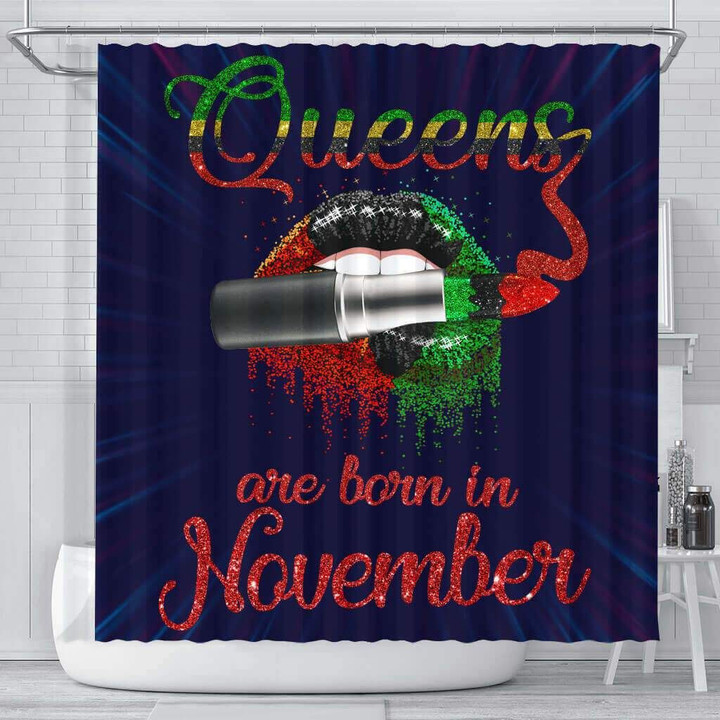 Pretty Queens Are Born In November African American 3D Printed Shower Curtain Bathroom Decor