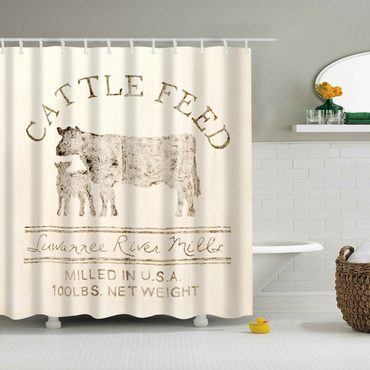 Farmhouse Country Barn Cattle Feed 3D Printed Shower Curtain Gift Home Decor